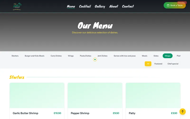 Live menu, managed by staff from the dashboard