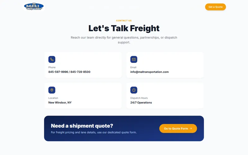 Contact and quote routes
