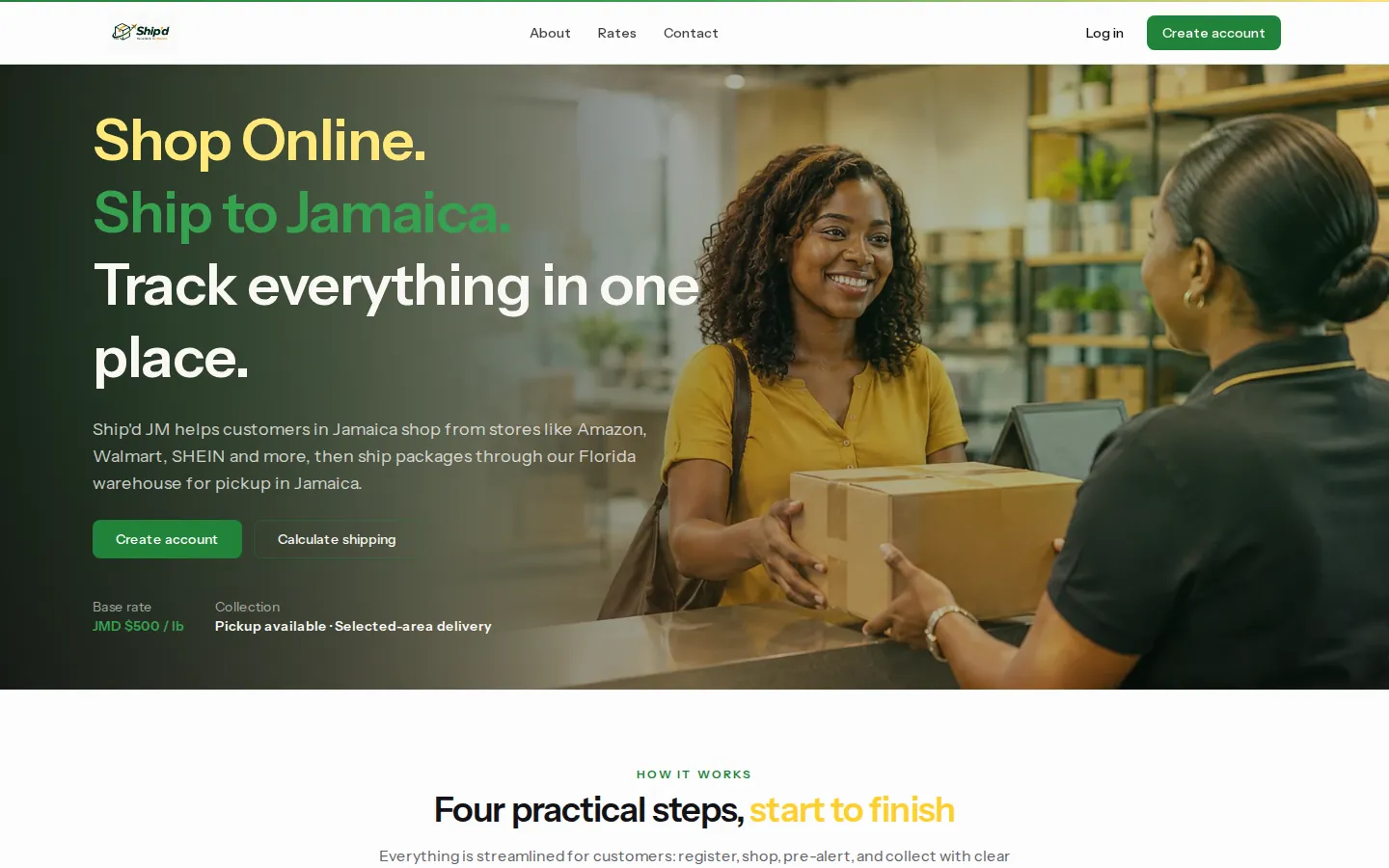 Ship'd JM homepage on desktop